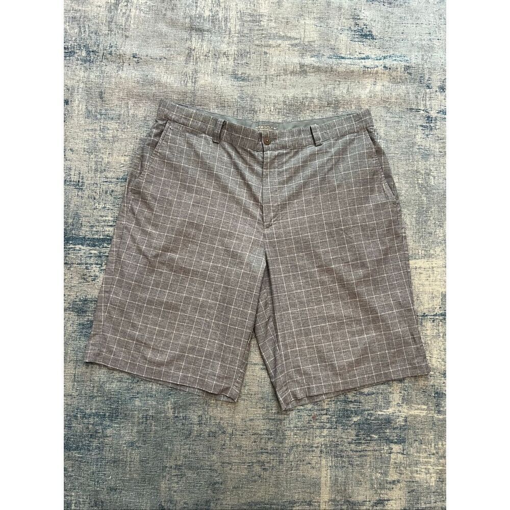 Nike Golf Dove Gray Windowpane Plaid Dri-FIT Tour Performance Shorts Men's 36